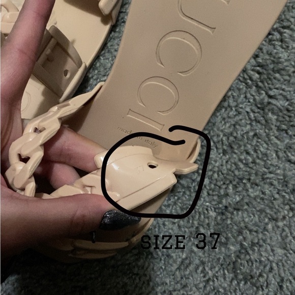GUCCI Pink Blush Rubber Chain Double G Sandal Slides 37 7 - Picture 5 of 5